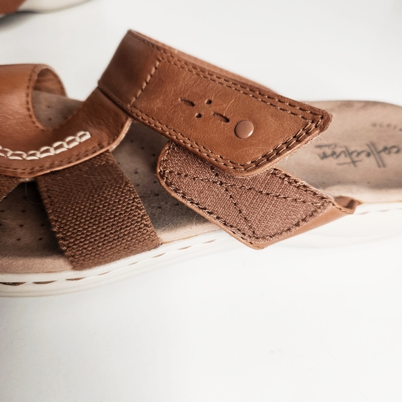 Clarks Collection Leisa Emily Brown Leather Slide Sandals Women's Size 9.5 - Picture 9 of 11